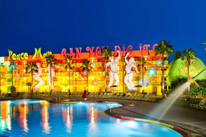 Disney's Pop Century Resort at night